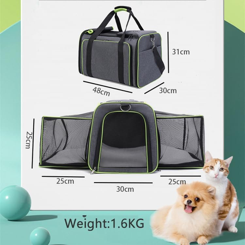 2 Sides Travel Expandable Pet Carrier Bag (Large), Airline Approved Soft-Sided Cat Carrier with Pad & Pocket & Removable Shoulder Strap image number 1