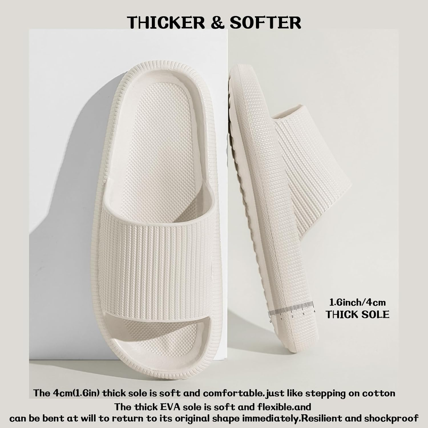 Cozislides Bathing Shoes Men Women Original Slippers Cloud Slippers Super Soft Non-Slip Bath Slippers Summer Mules Bath Slippers Flip Flops