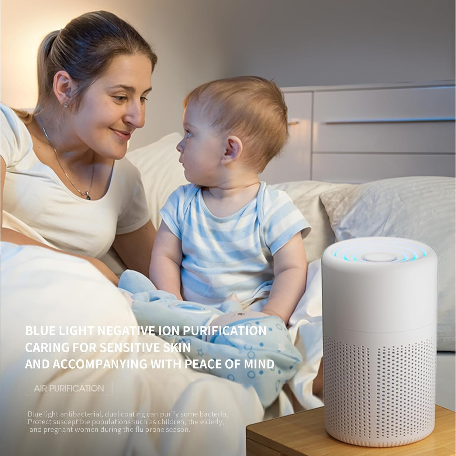 Air Purifier for Bedroom with H13 HEPA Filter &ndash; Portable Air Cleaner for Pets, Smoke, Odour &ndash; Quiet 20Db USB Type-C Air Filter with Fragrance Function for Home, Office, Travel Use image number 4