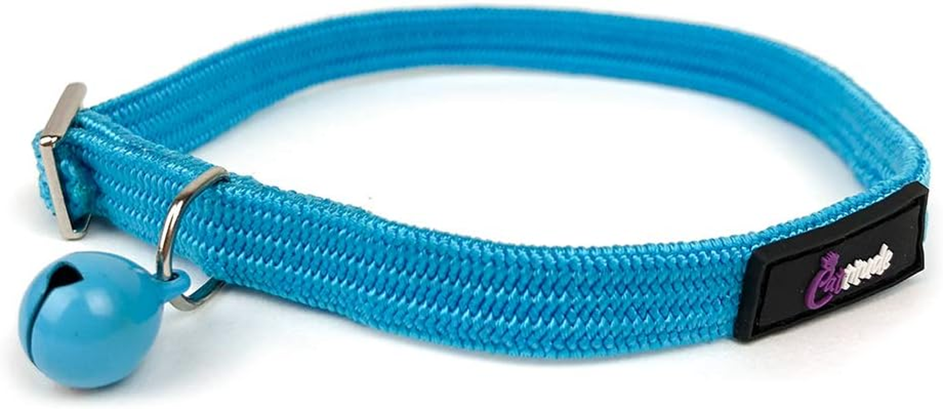 Cattitude Cattitude Flexi Cat Collar, Blue - Cat Collars with Bells, Adjustable Nylon Strap, Slip-Off Design, Kitten, Puppy, Small Dog