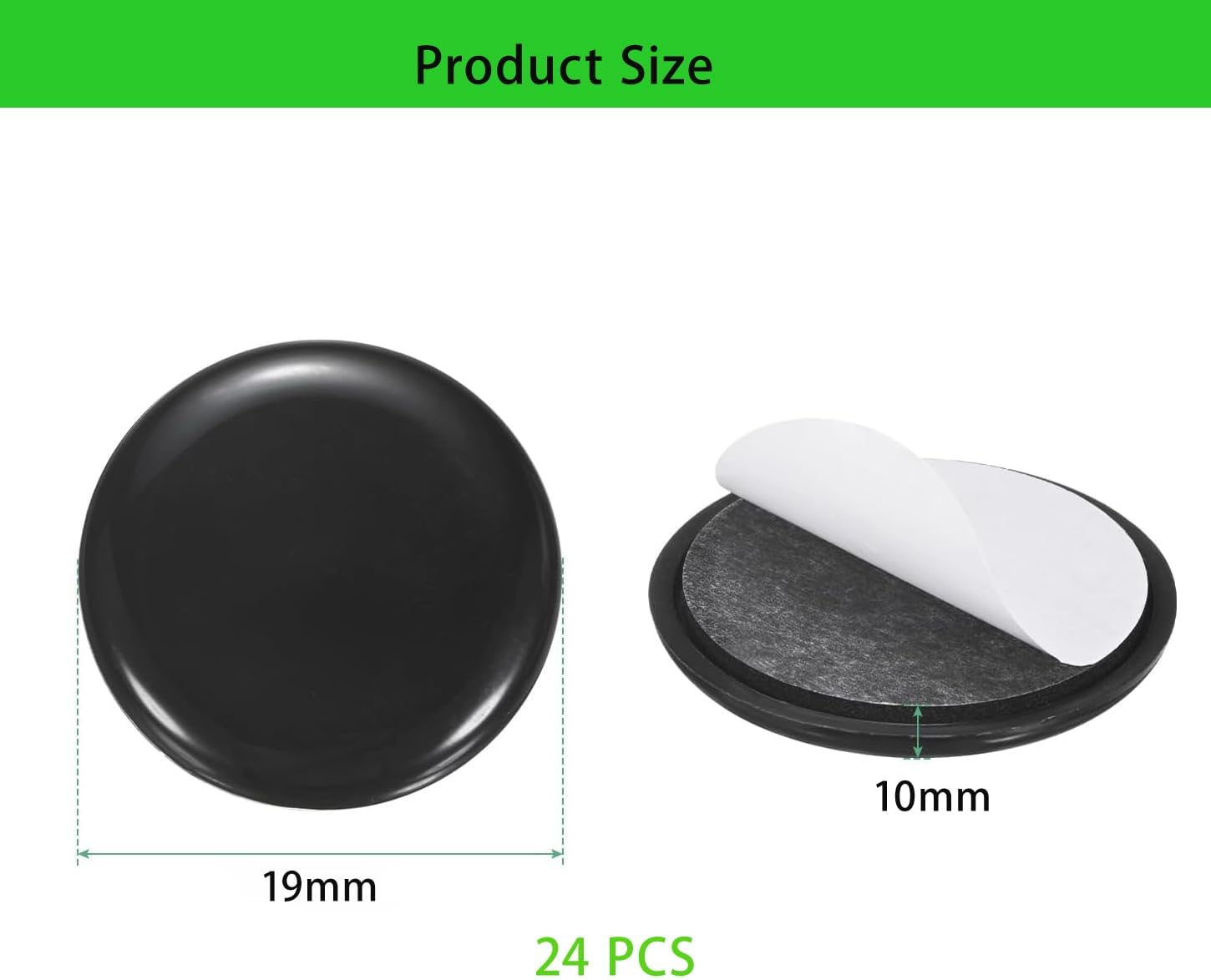 Furniture Sliders Appliance Slider Self-Adhesive Mover Glides for Carpet/Chair/Tables, Furniture round Pads Floor Protectors 24PCS (19Mm round Glides Black) image number 4