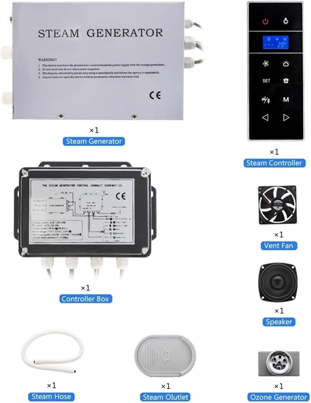 3KW AC Black Shower Steam Nerator, Wet Sauna Steam with Time & Temperature Setting Waterproof IPX4 for Home Spa(Vs-9007B-3Kw-Bp) image number 1