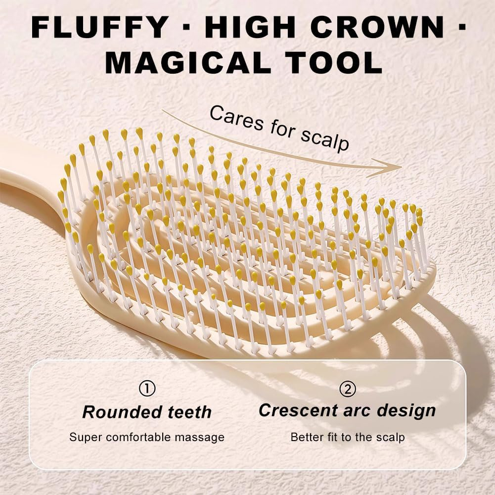 Pack of 2 Hair Brush without Pulling, Hair Brush, Detangler Brush, Gentle without Pulling, for Wet, Dry Hair, Detangling Brush, Reduces Hair Breakage for Curls, Fine and Long Hair image number 1