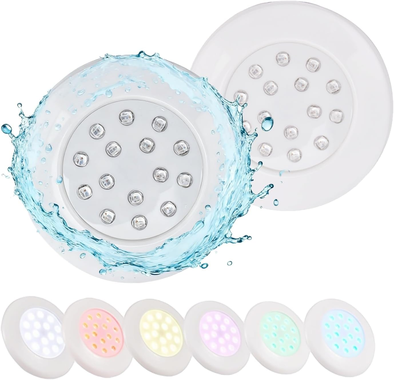 MENDUNER Underwater Pond Lights, Underwater Lights for Fountains, 7 W LED Pool Light, IP68 RGB Full Adhesive, Colourful Adjustable Landscape Lamp for Pond Fountains image number 4