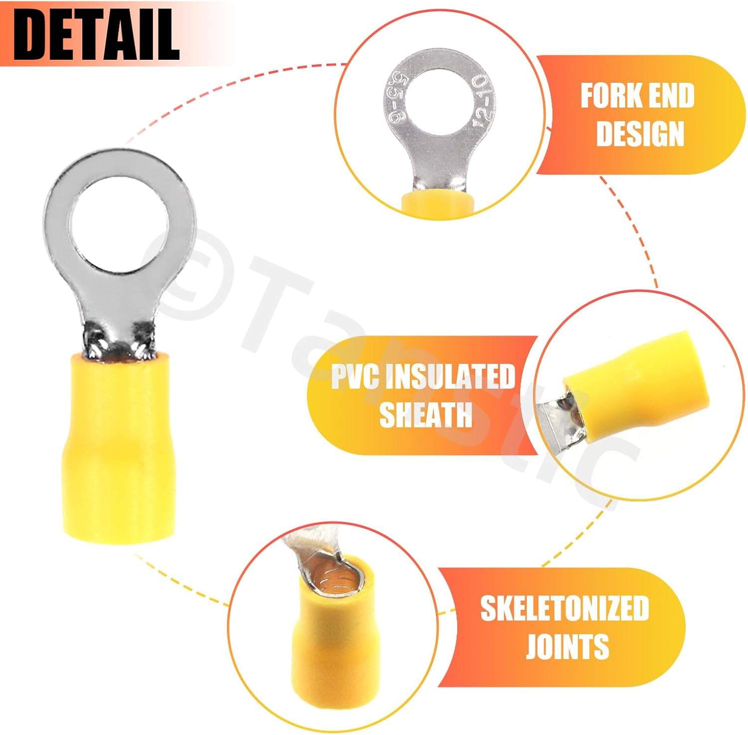 Tanstic 12 Terminal Power Distribution Block with Ring Terminals, 12 Terminals Bus Bar-1/4 Stud, 12 X M4 (#8) Terminal Screws, Black image number 2
