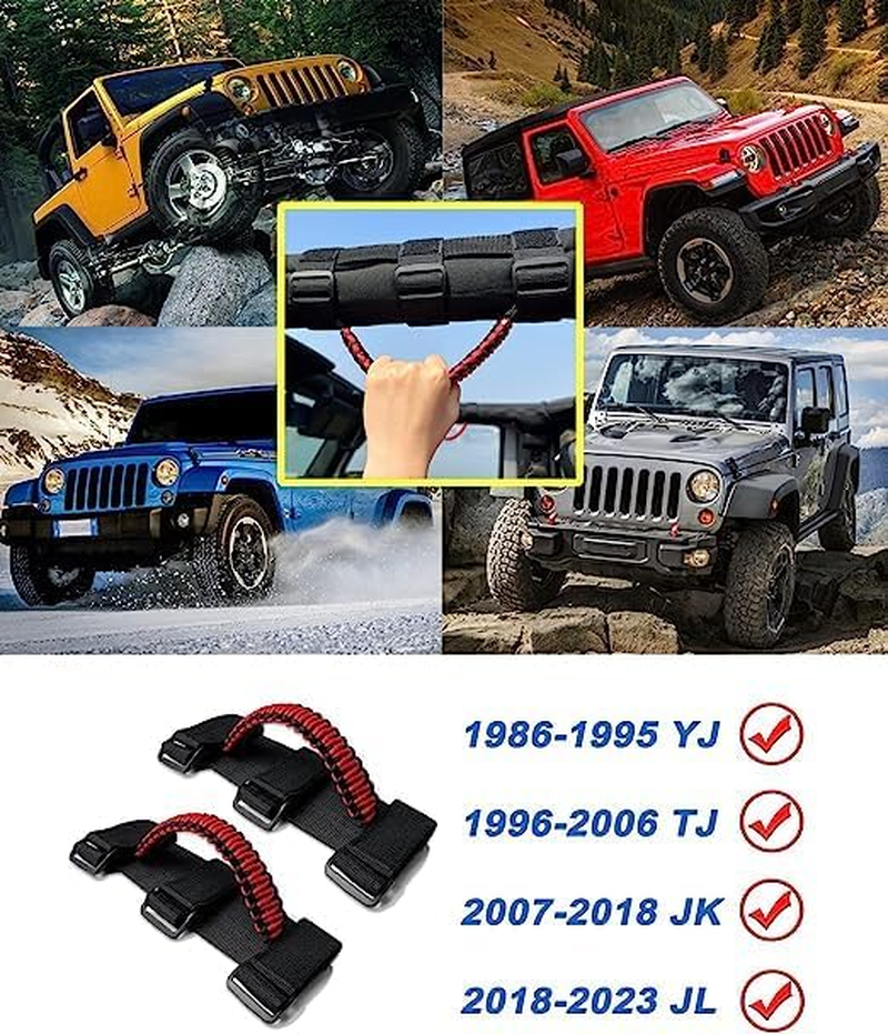 4 PCS Ford Bronco Grab Handles, 4 Pack Automotive Paracord Roll Bar Grab Handles for 2021 2022 2023 2024 2/4 Door Bronco Handles (Red) image number 3