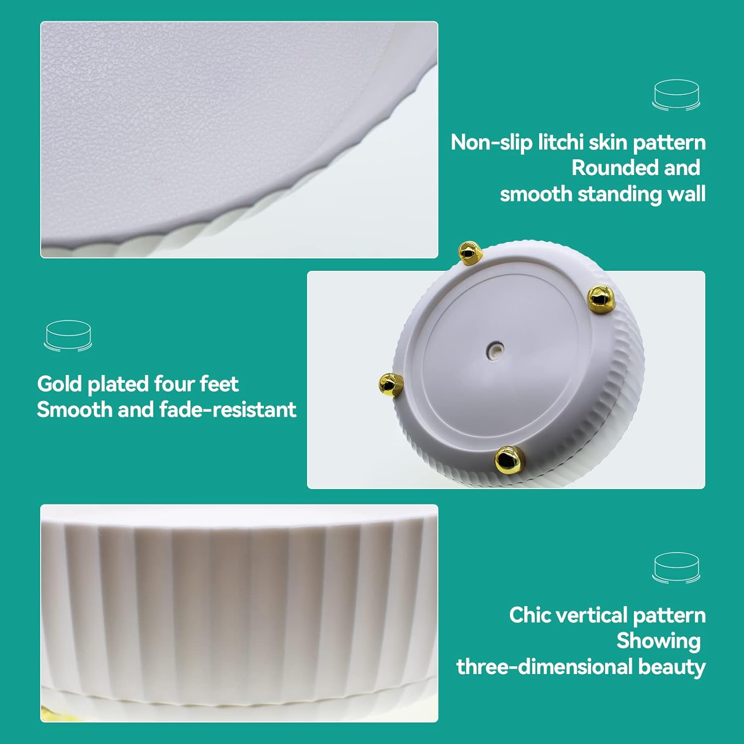 KLOUZE Turntable Organiser, 22 Cm Rotating Spice Rack, 360&deg; Turntable Kitchen Non-Slip Rotating Tray for Kitchen Organisation and Storage (White) image number 4