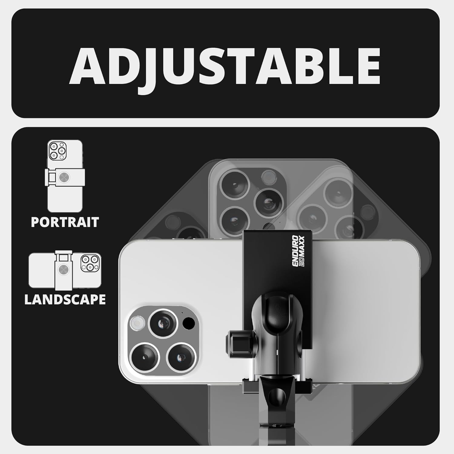 Tackform Black Motorcycle ALL METAL Phone Mount - 20MAXX Spring Cradle | BC3 Universal Clamp Fits 7/8" to 1-1/4" Handlebars | Aluminum | Compatible with Iphones, Galaxy Devices, More | Short Reach Arm image number 5