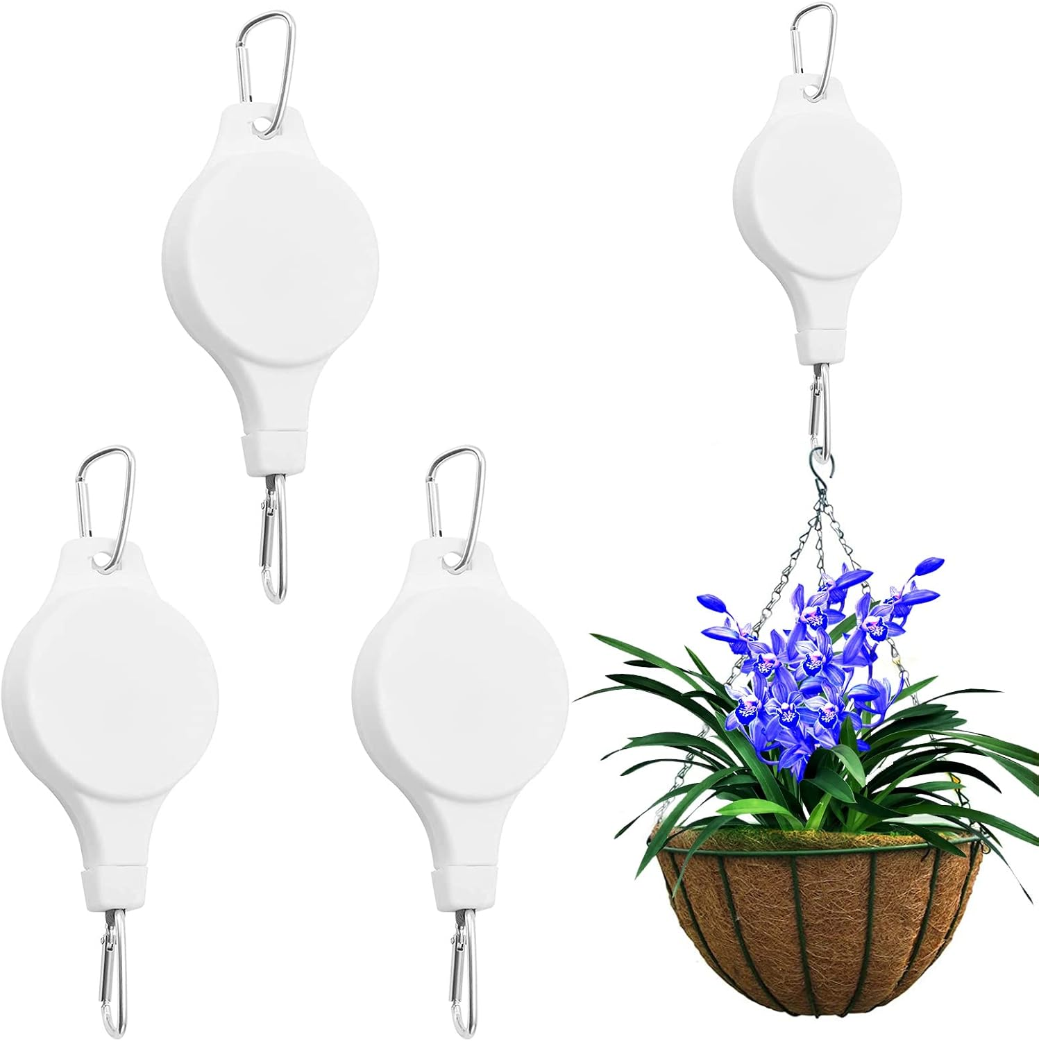Retractable Plant Pulley Flower Basket Hook,Adjustable Telescopic Hook for Hanging Basin Chlorophytum Flower Pot Birdcage - Home Gardening Decoration Supplies (4Pcs) image number 4
