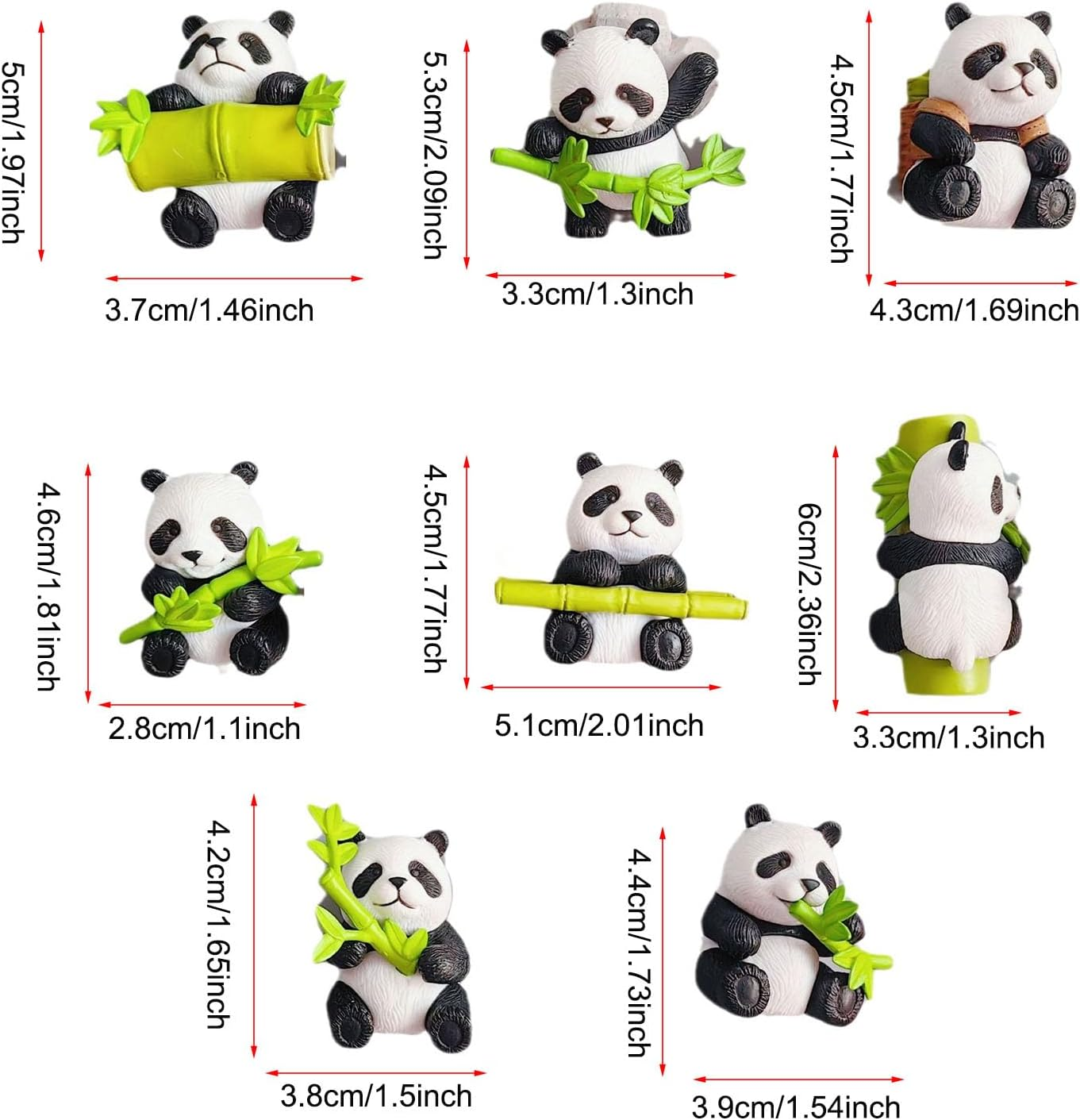 8Pcs Cute Panda Fridge Magnet 3D Simulation Panda Fridge Magnet, Cute Bamboo Modeling Resin image number 2