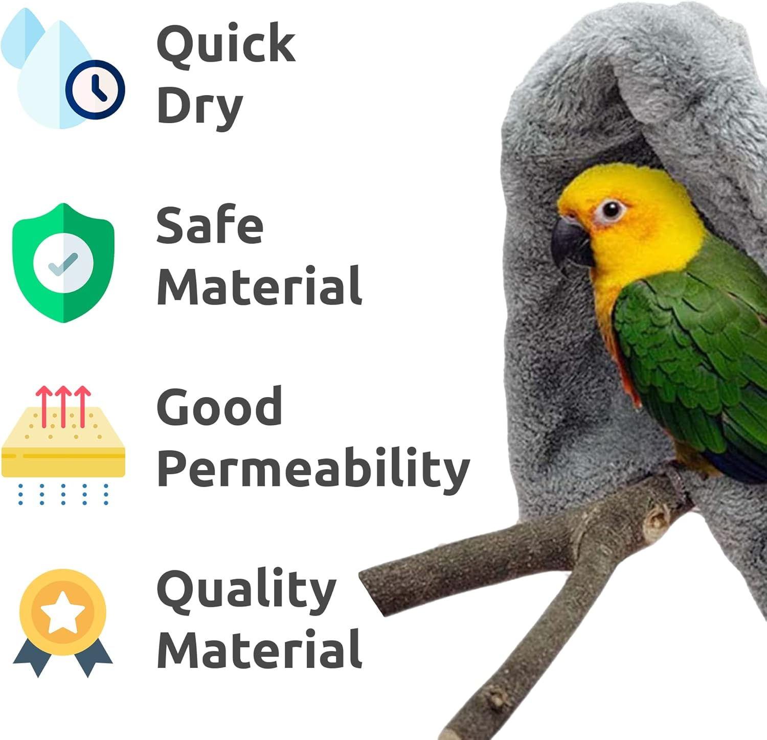 SIMENA Bird Buddy, Corner Fleece Bird Blanket, Cozy Bird Bed Warmer Parrot House for Cage, Cuddle Nest Hanging Toy for Lovebirds Parakeet (Small) image number 2