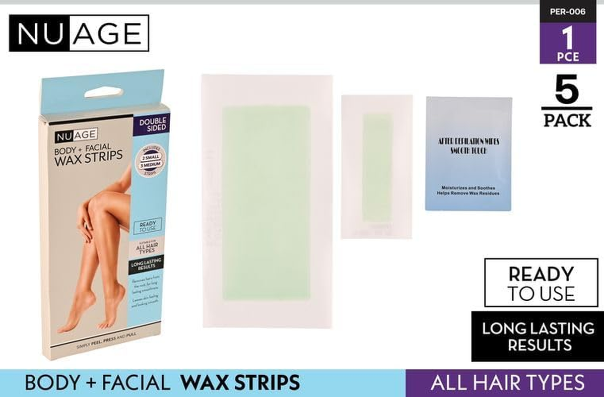 Nuage Double Sided Wax 10-Strips with Aloe 5-Pieces, Assorted Size (Pack of 2)