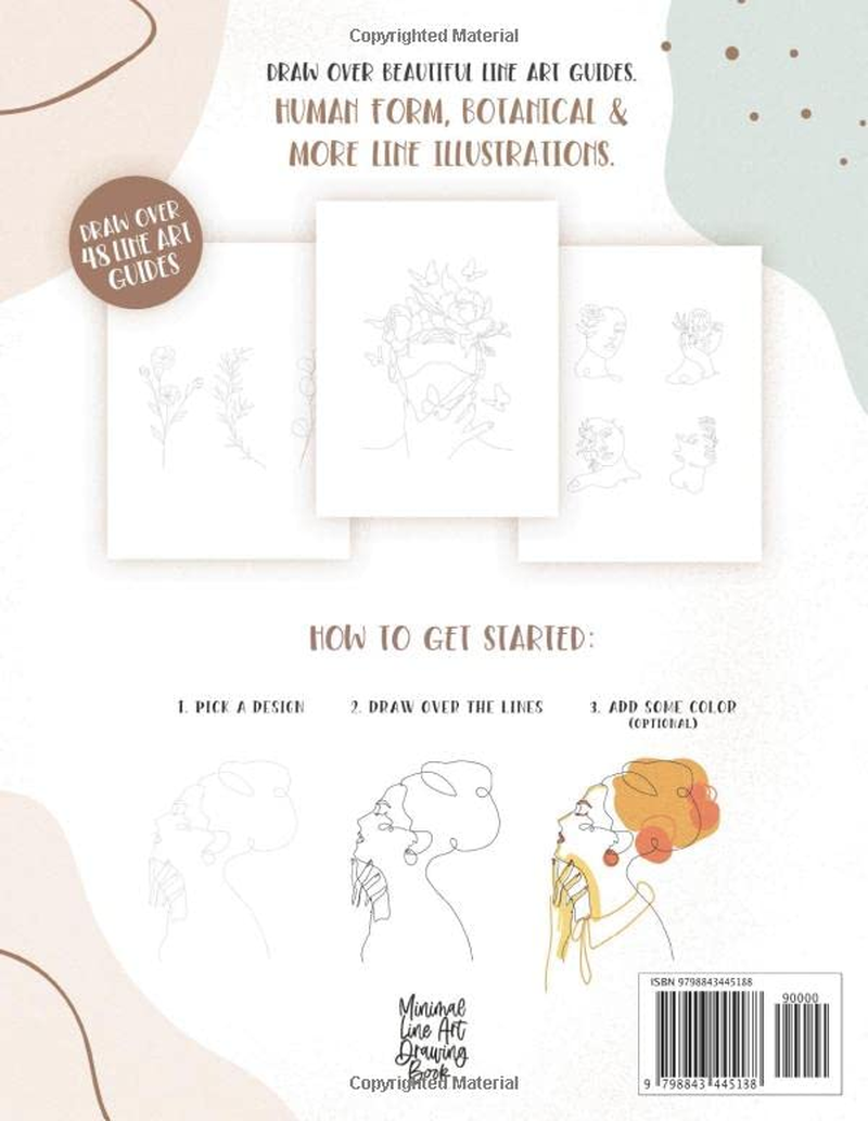 Minimal Line Art Drawing Book: Draw over the Lines & Color 48 Human Form, Botanical & More Line Illustrations. Adult Relaxation.