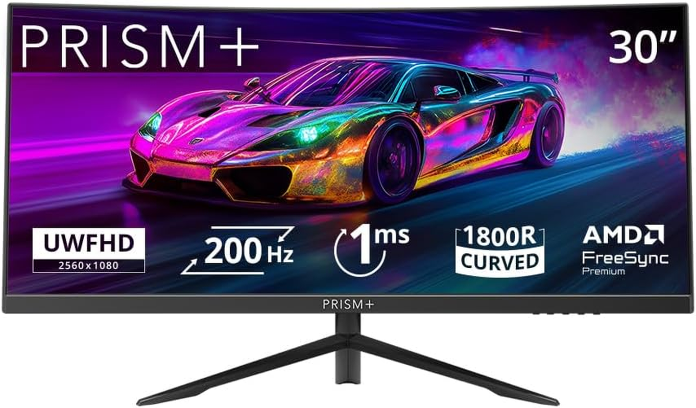Prism+ X300 30" Curved Gaming Monitor, 21:9 UWFHD (2560X1080), 200Hz, 1Ms MPRT, 1800R Curved, AMD Freesync Premium, Eye Care Technology, Zerobezel, 3 Yrs Warranty image number 1