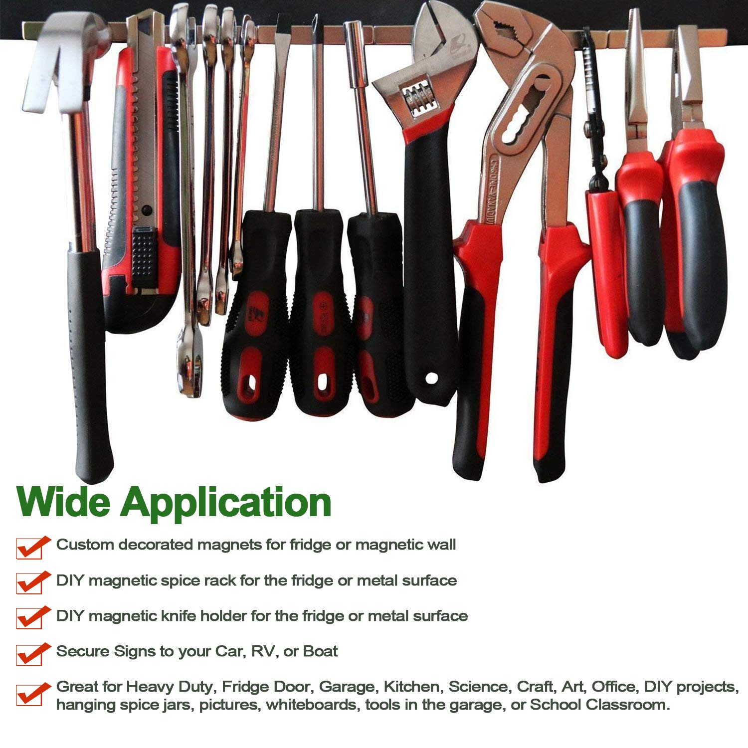 UCINNOVATE Neodymium Magnets, Strong Rare Earth Magnets with Adhesive Backing, 8 Pack Powerful Magnetic Strip, Rare-Earth Metal Magnet 60 X 10 X 3Mm, Heavy Duty, Fridge, Garage, Kitchen, Office DIY image number 4