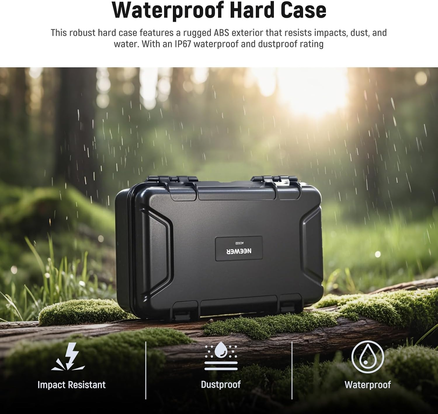 NEEWER Hard Case Compatible with DJI Osmo Pocket 3 & Creator Combo Accessories, IP67 Waterproof Dustproof Shockproof Portable Travel Storage Case with Custom Foam Inserts & 17 Slots, AC022 image number 3