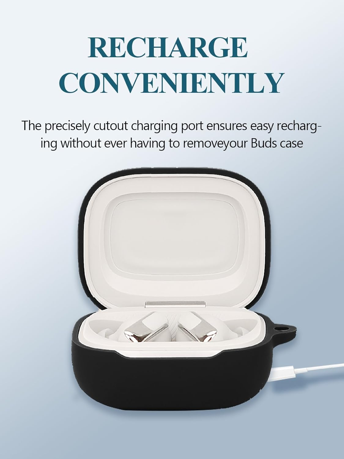 Case for Live Beam 3/ Buds 3/ Flex 3 Earbuds, Soft Silicone Protective Portable Scratch Shock Resistant Compatible with Shell with Cleaner Kit & Carabiner & Lanyard,Black image number 5