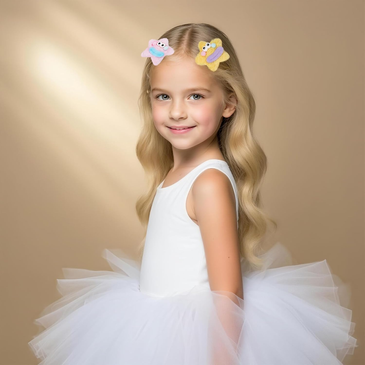 Star Hair Clips 6 Pack Sausage Mouth Star Smiley Face Design Plush Finish Star Pentagram Shapes Hair Clips Hair Accessories - Star Hair Clips image number 2