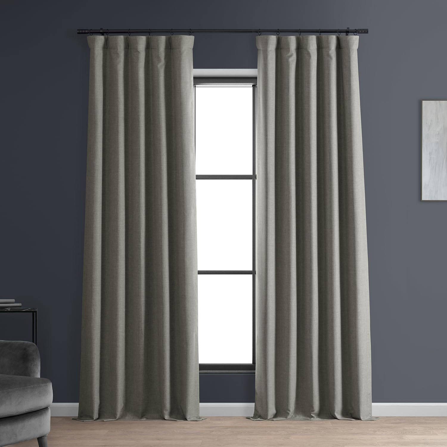HPD HALF PRICE DRAPES Solid Thermal Insulated Blackout Curtains for Bedroom 108 Inches Long Curtain (1 Panel) Signature Blackout Linen Window Curtains for Living Room, 50W X 108L, Excursion Ivory