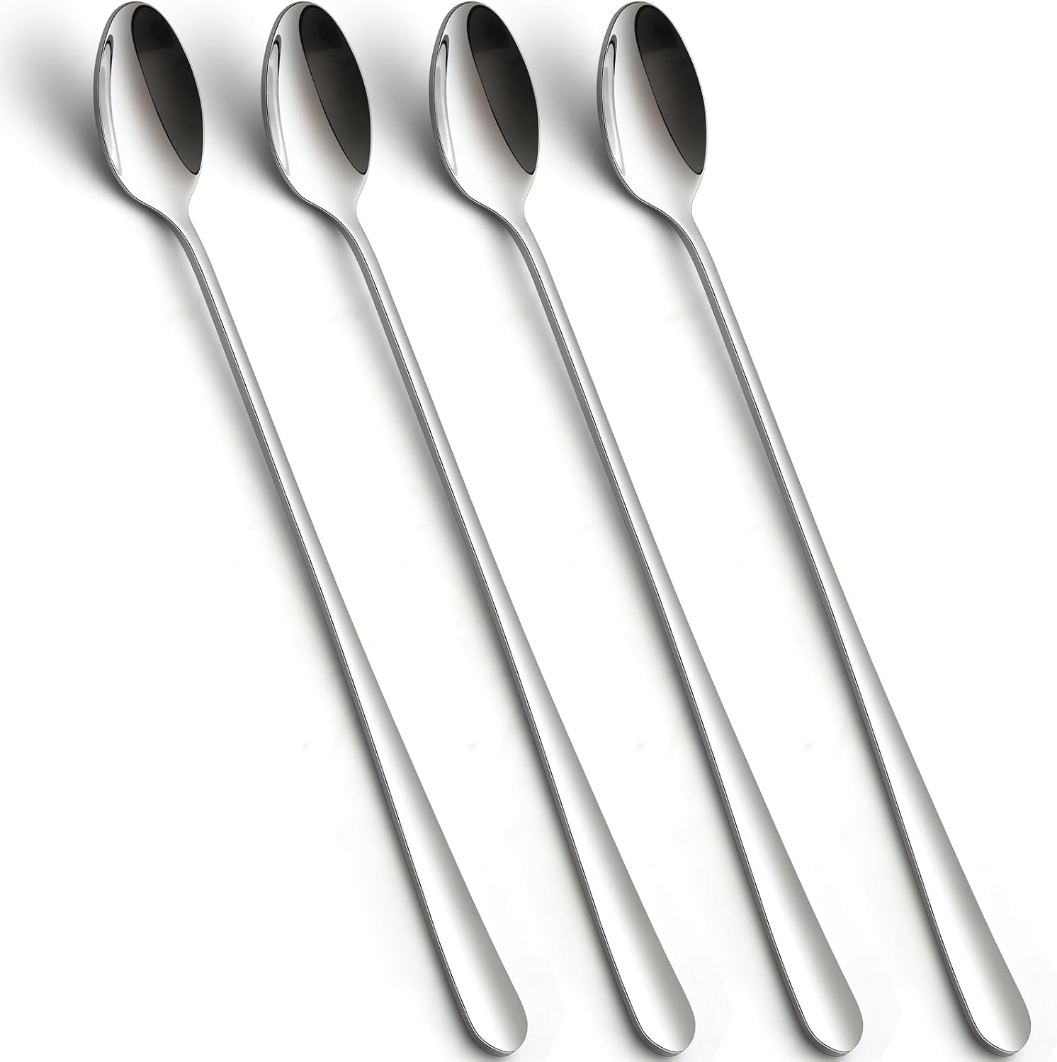 Tiokin Long Handle Spoons, 223Mm Teaspoons with Long Handle, Stainless Steel Stirring Spoons Set of 2, Mixing Ice Cream Spoon, Ideal for Iced Coffee Tea Milk Shake Sundeas Cool Drinking