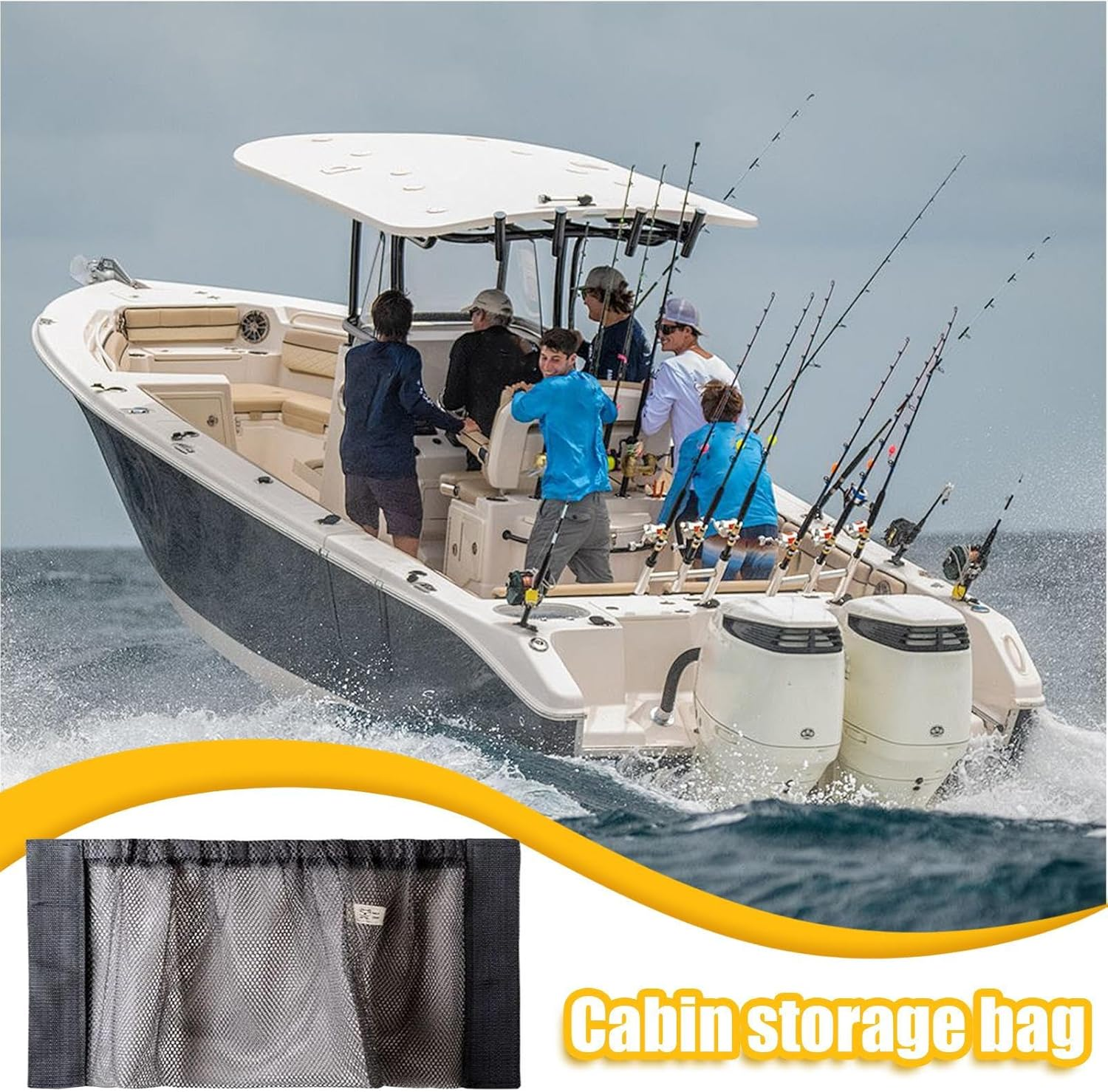 Boat Storage - Leakproof Marine Organizer Mesh Bag | Adhesive Net Marine Organization for Gear Gadgets Accessories Boating Traveling Trip Rope Flashlight Gloves Tackle