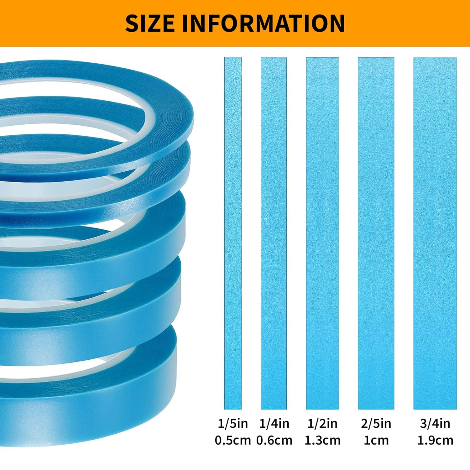 MAEZOE 5 Rolls Vinyl Pinstripe Tapes, Automotive Masking Painter Tapes 1/8, 1/4, 2/5, 1/2, 3/4 Inch Width, 33M Length, Thin Automotive Masking Tape for DIY Car Auto Paint Art image number 4