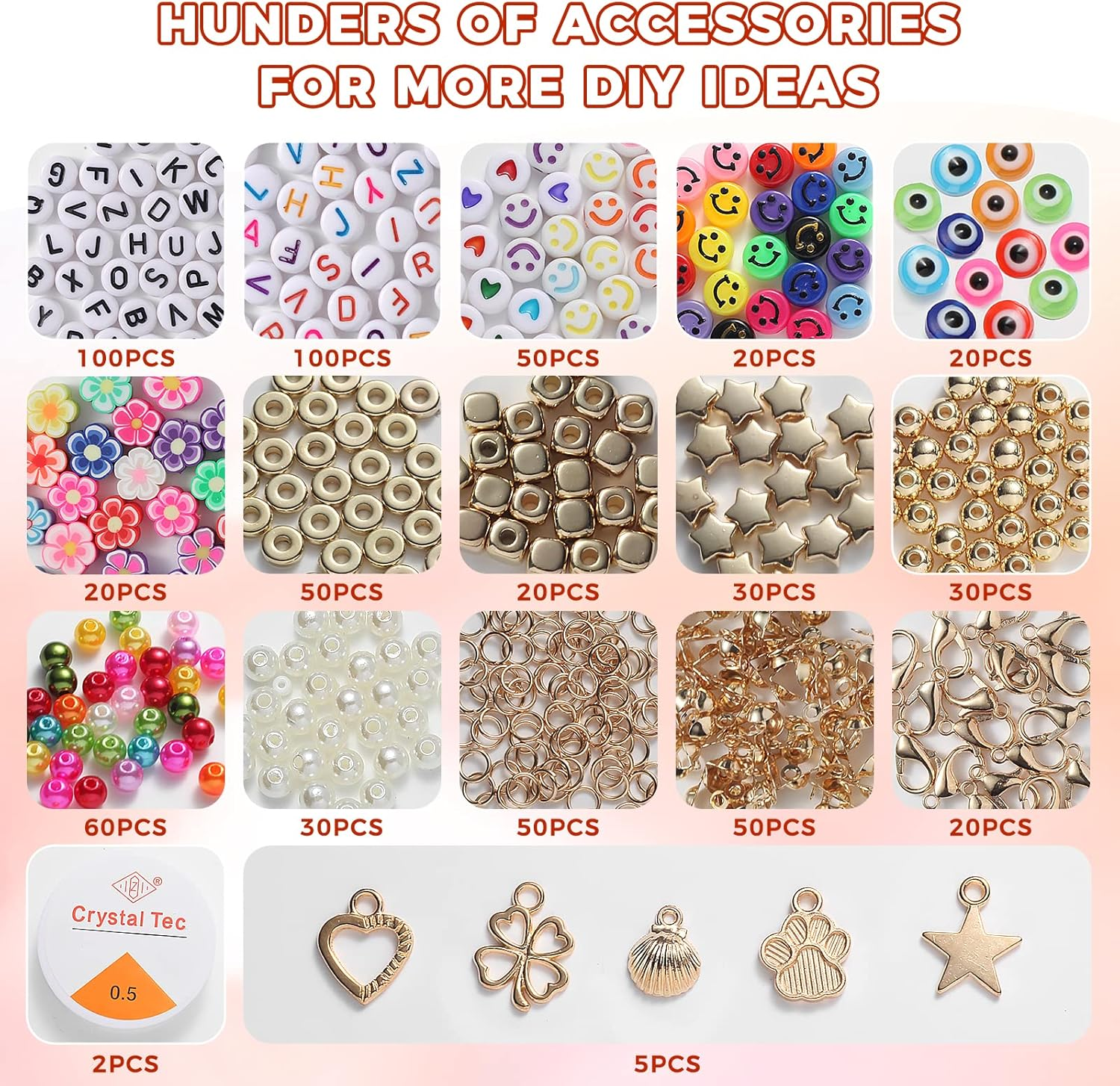 14600PCS Bracelet Making Kit for Girls and Adults, Beads for Kids Jewelry Making Bracelet Making Kit as Girls Birthday Gift Age 6-8 Years Old DIY Art Craft Kit for Girls Toy Gifts image number 6