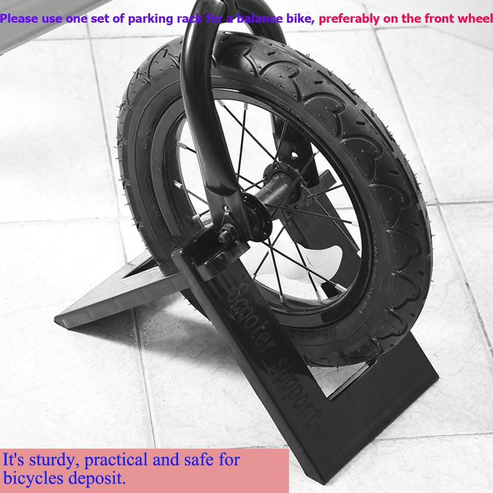 2 Pack Kids Balance Bike Parking Rack Stand Display Foldable Kickstand Holder for No Pedal Training Bicycle Scooter 10 to 15 Inch Bikes Storage Organizer Indoor Outdoor Garage image number 4