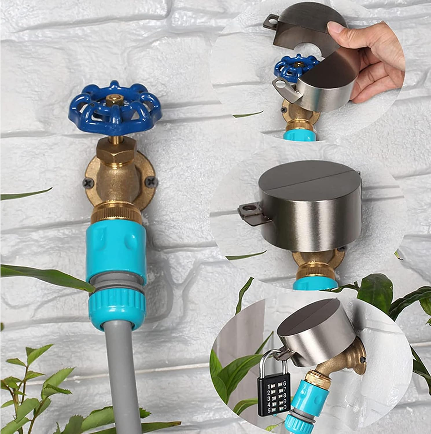 Water Spigot Lock, Faucet Protection Garden Water Saving Faucets Lock with Padlock Outdoor Lock Cover Water Lock Weatherproof Outdoor Cover Combination Padlock (Water Spigot Lock) image number 4