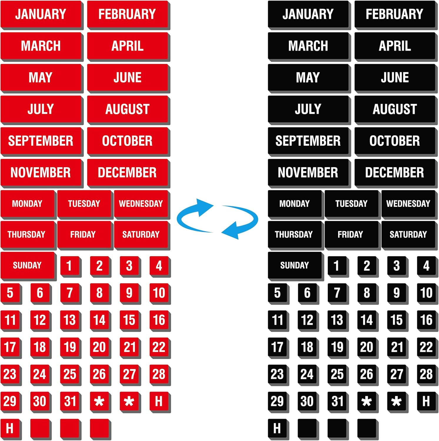 57PCS Numbers & Months Magnets, Double-Sided Magnetic Days of Week, Month Dry Erase Calendar Date Magnets for Whiteboard Refrigerator image number 2