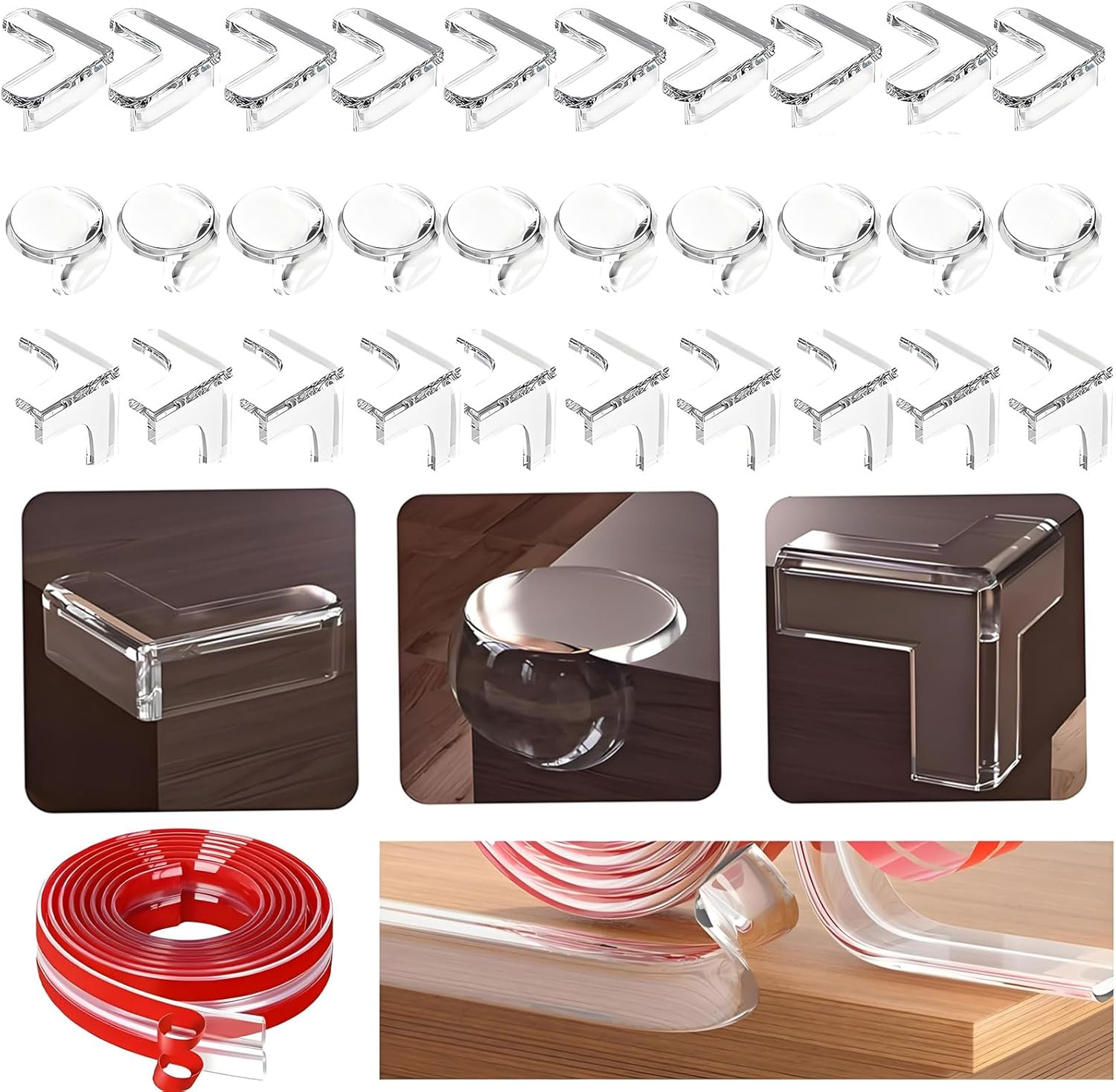 MYTOAU 30 Pack Proofing Corner Protectors, Clear Edge Protector Strip,Silicone Soft Edge Guards, Furniture Corner Guards & Edge Safety Bumpers for Children,Thicker & Durable Table Corner Cushions image number 4