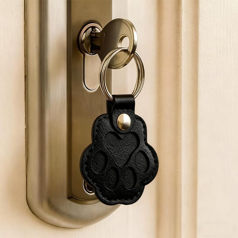 3 Pcs Dog Fur Storage Keychain, Funcyboo Cute Leather Paw Keychain Cat Fur Memory Charm Pet Hair Keepsake Keyring for Bag Purse Key Holder(Khaki,Black,White) image number 6