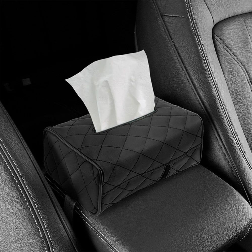 Car Chair Back Mounted Tissue Holder PU Leather Case,Black