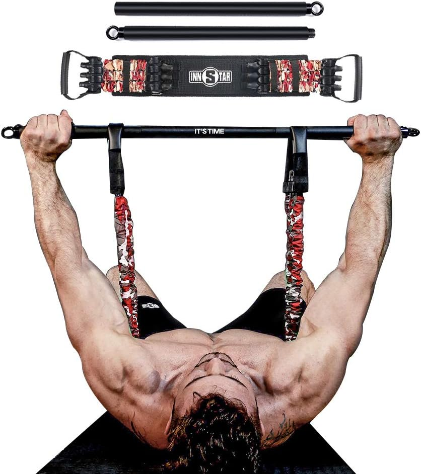 INNSTAR Adjustable Bench Press,Push up Resistance Bands, Chest Builder Workout Equipment, Arm Expander Resistance Training for Home Workout,Gym,Fitness,Travel Training-Patented Product - Camo Sand Yellow-160Lbs image number 6