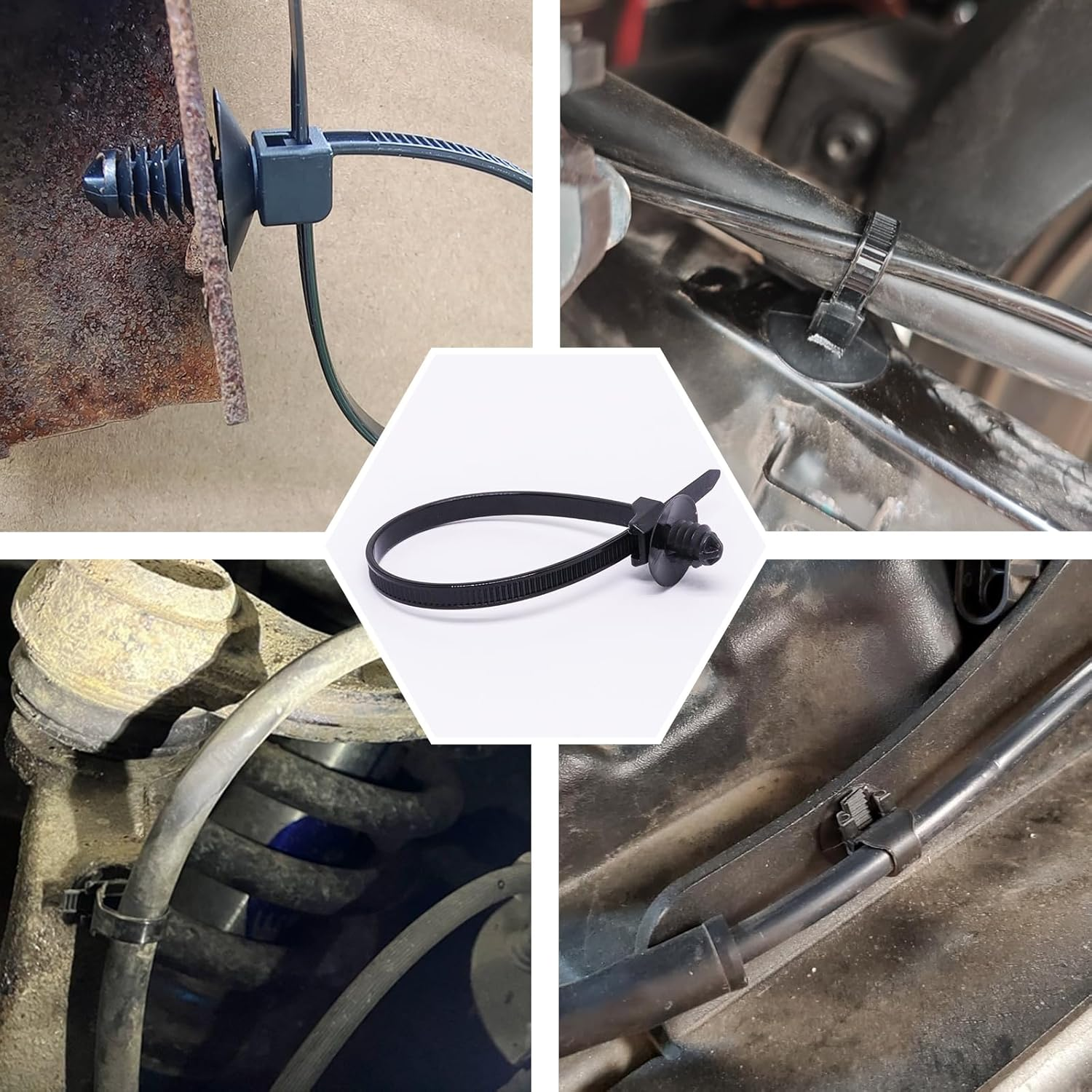 Benliu 50 Pcs Cable Zip Tie, 8.3X0.2 Inch Heavy Duty Nylon Push Mount Self Locking Assortment Black, 8.3X0.2Inch(50Pcs) image number 2