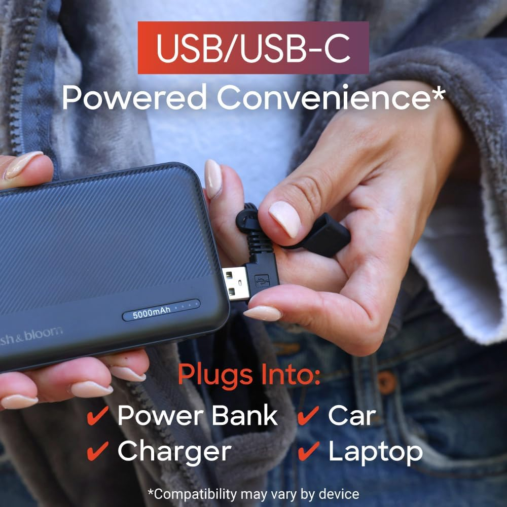 Sash & Bloom Heated Shawl - Charcoal &ndash; Super-Soft and Stylish Portable 2-In-1 Heated Blanket and Shawl, 3 Settings, Heats up to 55 Degrees, Auto-Off, for Sport Games, Camping, Hiking, Office, Home