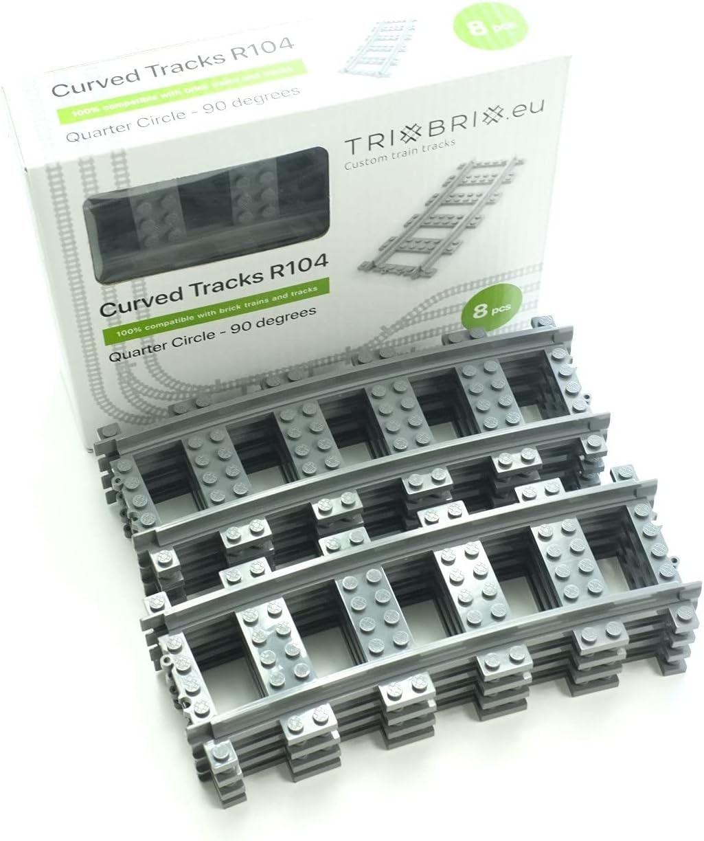 Trixbrix.Eu Curved Tracks R104 Compatible with  City Train Sets 60197 60198 10277 60205 60238 image number 6