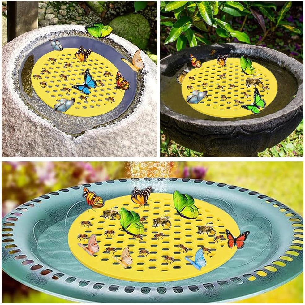 Floating Bee Island 4 Pcs, 20Cm/7.87 Inch EVA Floating Bee Watering Station, Floating Bee Island Foam Floating, Butterfly Bee Waterer for Feeding, Outdoor Garden Decor, Bee Bath(Yellow)