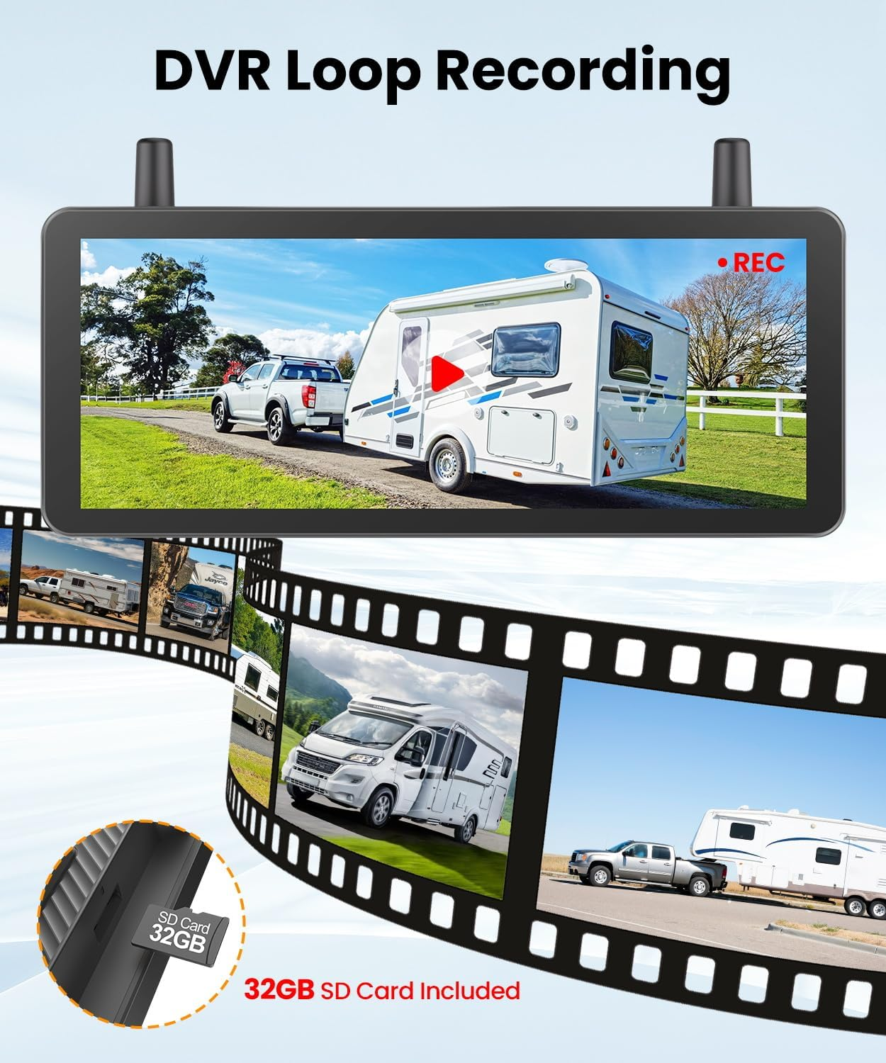 Solar Backup Camera Wireless for Rvs and Trailers No-Installation - 7.2" HD 1080P Monitor,Dual Camera System, Strong Magnetic Scratch-Proof Rear View Camera for Trucks, Campers, Suvs, and Cars image number 3