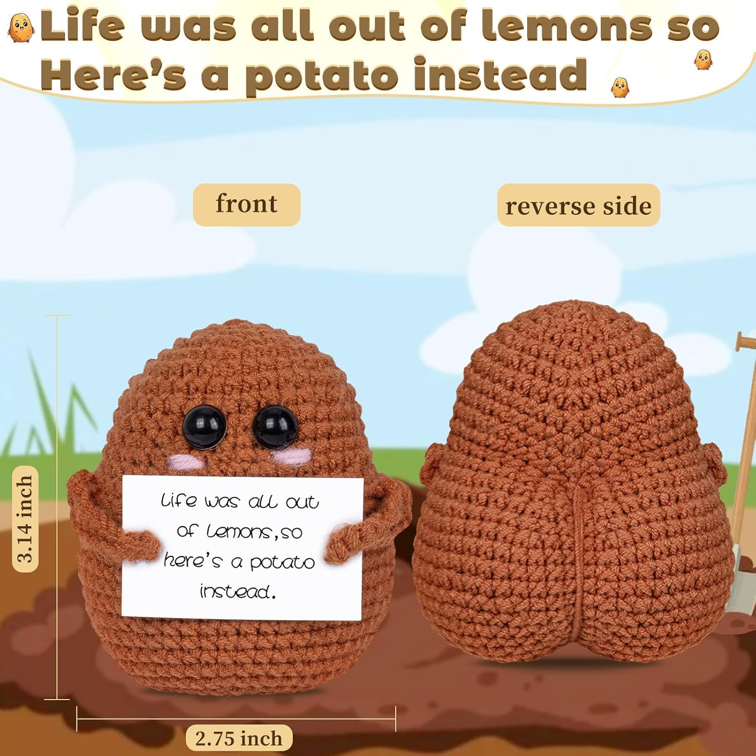 Funny Positive Emotional Support Potato Mini Crochet Potato with Positive Affirmations Cards for Inspirational Novelty Gifts and Party Decorations - Positive Frogs image number 4