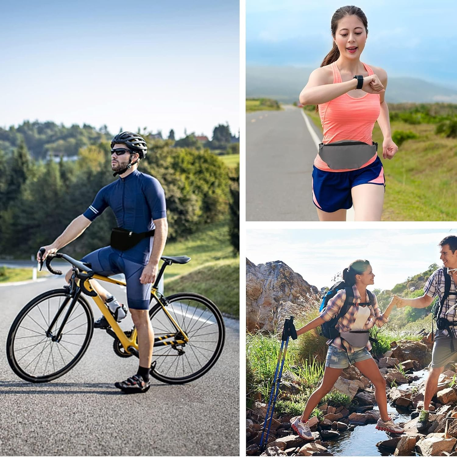 Kvadouly 2 Pcs Fanny Pack Running Waist Pack for Men & Women &ndash; Lightweight Adjustable Belt Bag for Running, Cycling, Hiking, Traveling, Workout, Rave, Outdoor Activities image number 4