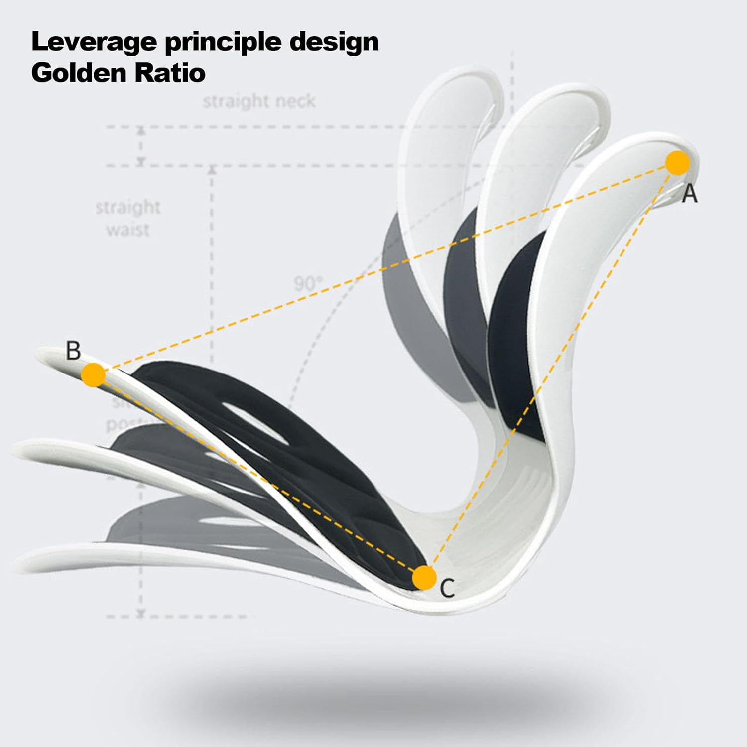 Back and Lumbar Support, Petal Shaped Ergonomic Chair Back Posture Corrector, Breathable Comfortable Office Chair Seating Cushion Prevents the Build up of Pressure and Pain (Black)