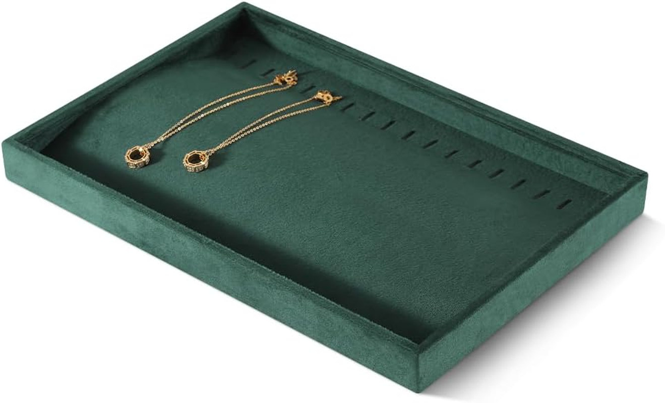 Yinbeini Velvet Necklace Pendant Bracelet Storage Tray, Stackable Jewelry Drawer Organizer Trays Long Chain Storage Organizer, Shop Cabinet Display Holder Plate, Jewellery Tray