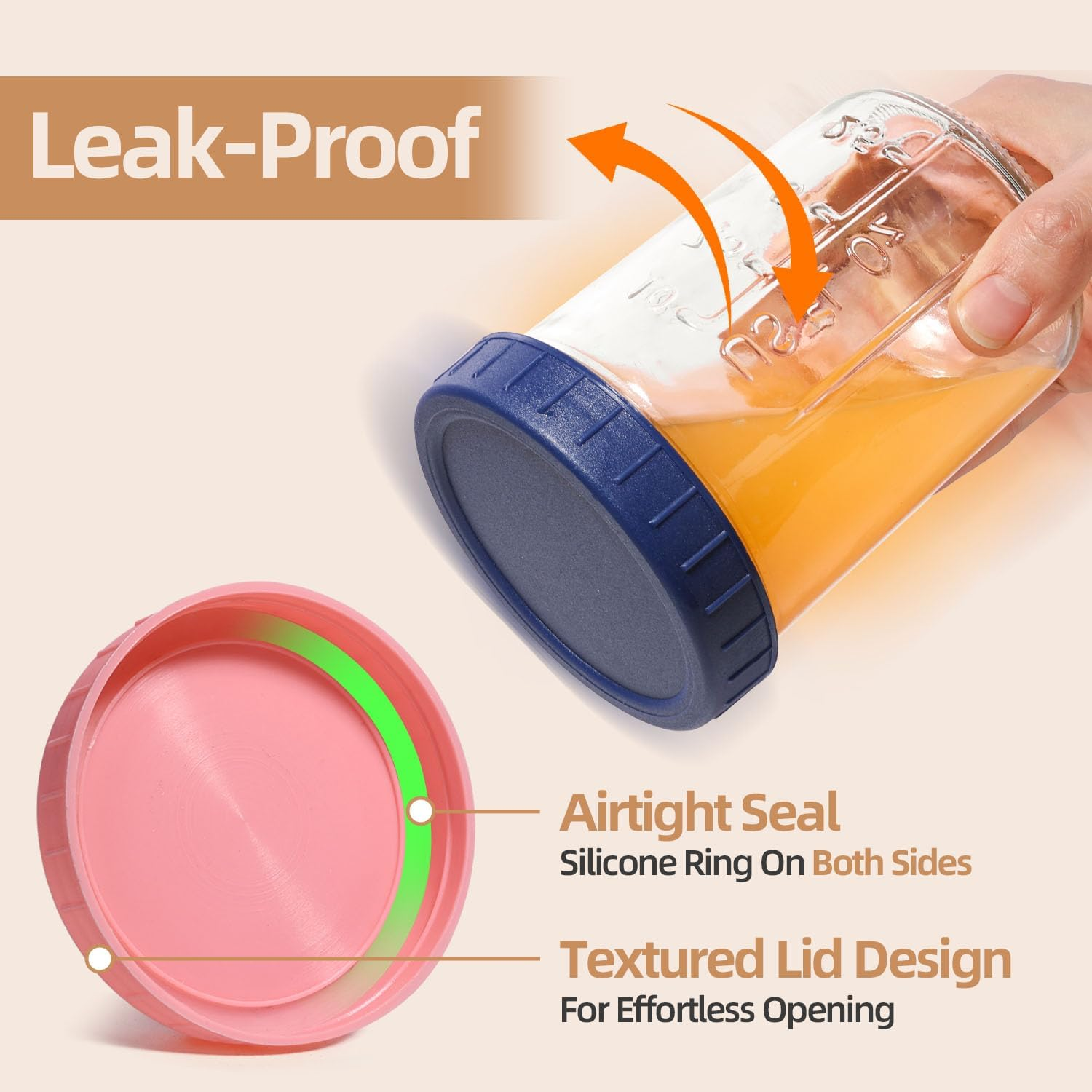 12 OZ Overnight Oats Jar Pack of 6, Airtight Glass Oatmeal Container with Spoon Overnight Oats Container with Lids for Milk, Cereal, Fruit image number 5