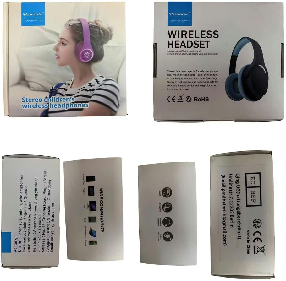 Hisonic Bluetooth Headphones Children, Bluetooth Headphones for Children with Volume Limit, Adjustable Children Adults Headset for Boys and Girls from 3 Years (LED Black)