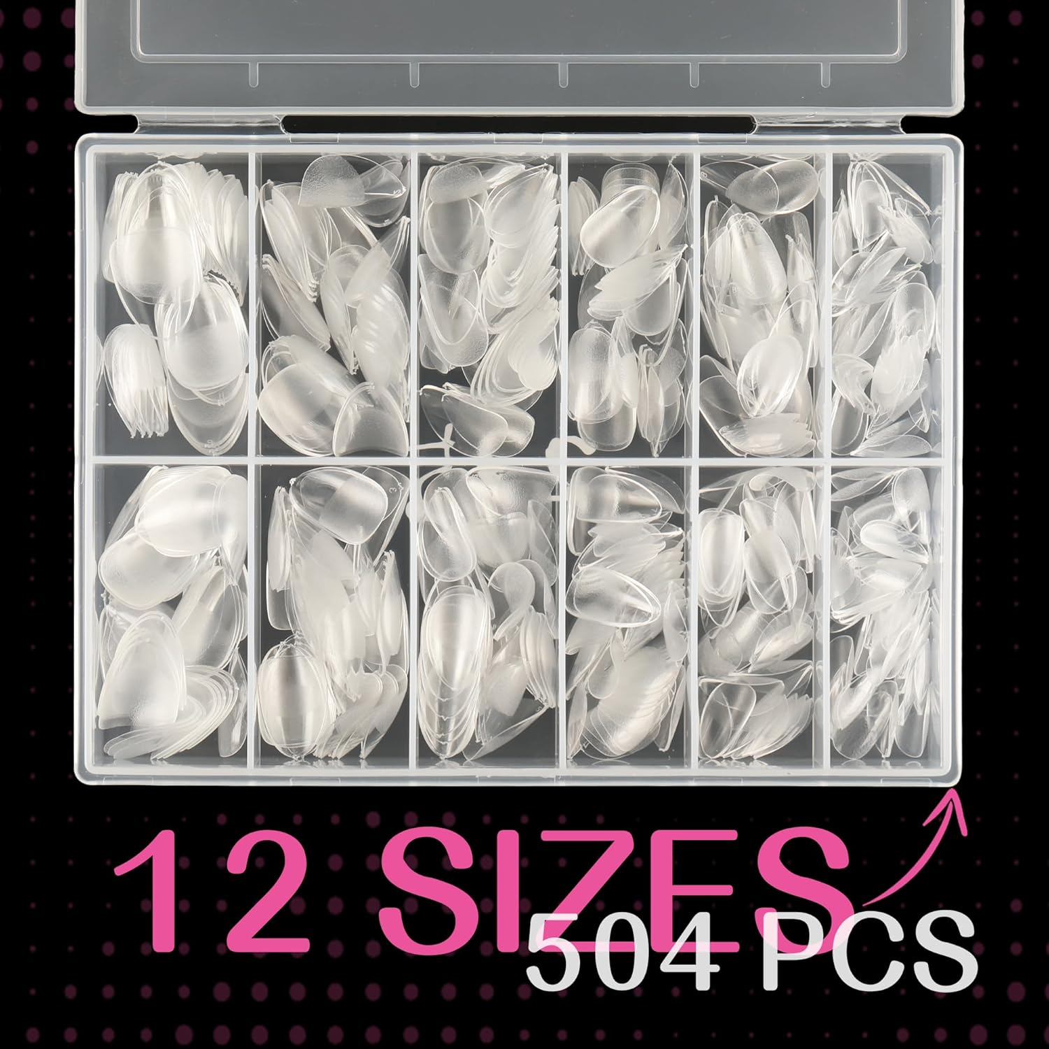 UNA GELLA Extra Short Almond Nail Tips Full Cover 504PCS Gel Nail Tips Short Almond Shaped Nails Tips Soft Gelly Gel Clear Fake Nails Tip for Acrylic Nail Tip Soak off Home DIY Salon Nails 12 Sizes