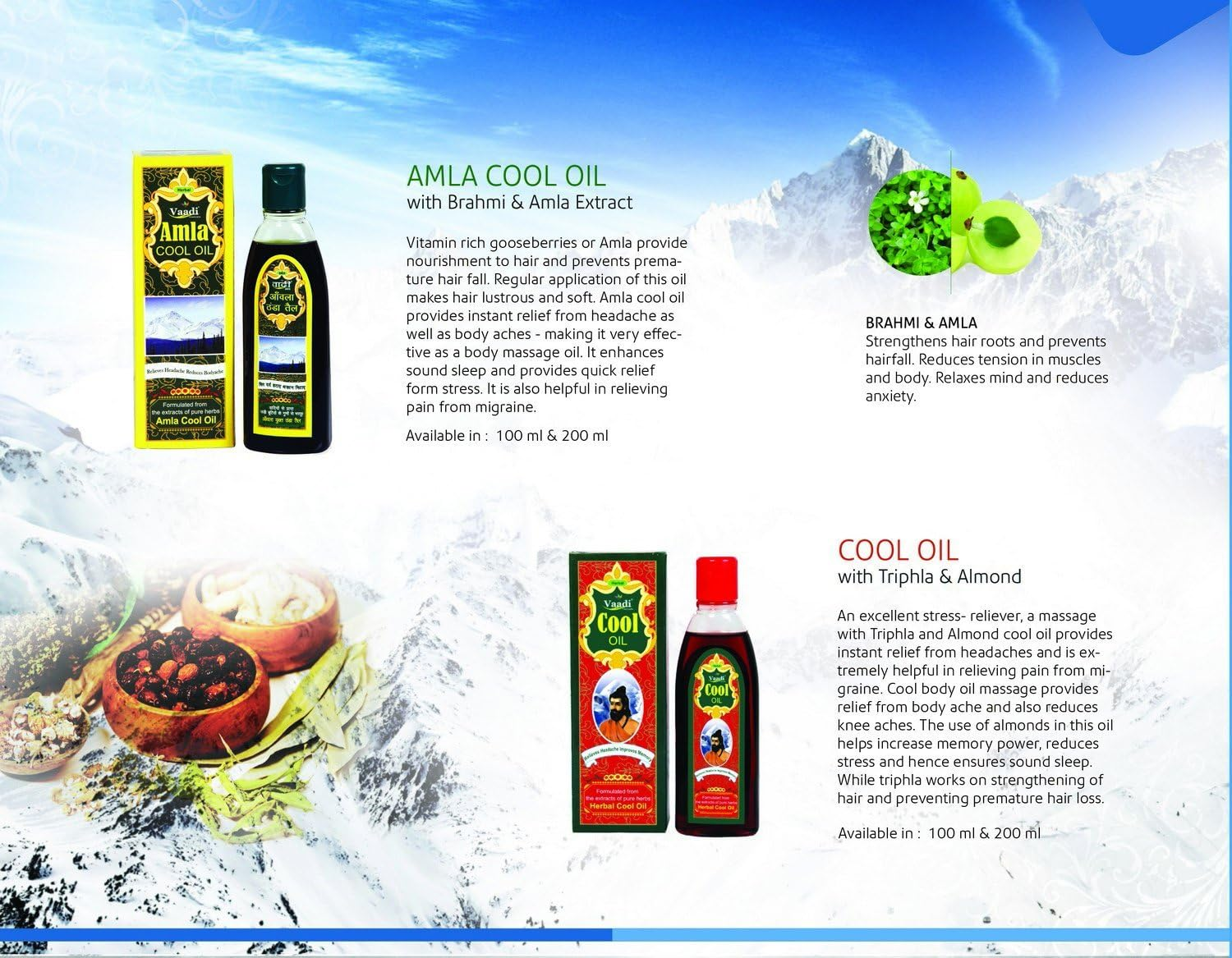 Vaadi Herbals Amla Cool Oil with Brahmi and Amla Extract, 200Ml