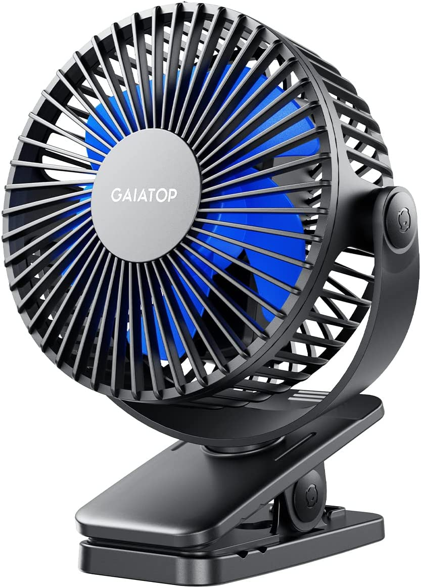 Gaiatop Portable Clip on Fan Battery Operated, Small Powerful 3 Speed Quiet 360&deg; Rotate, USB Rechargeable Mini Personal Cooling Fan for Desk Table Home Office Stroller Camping Women Gifts Green