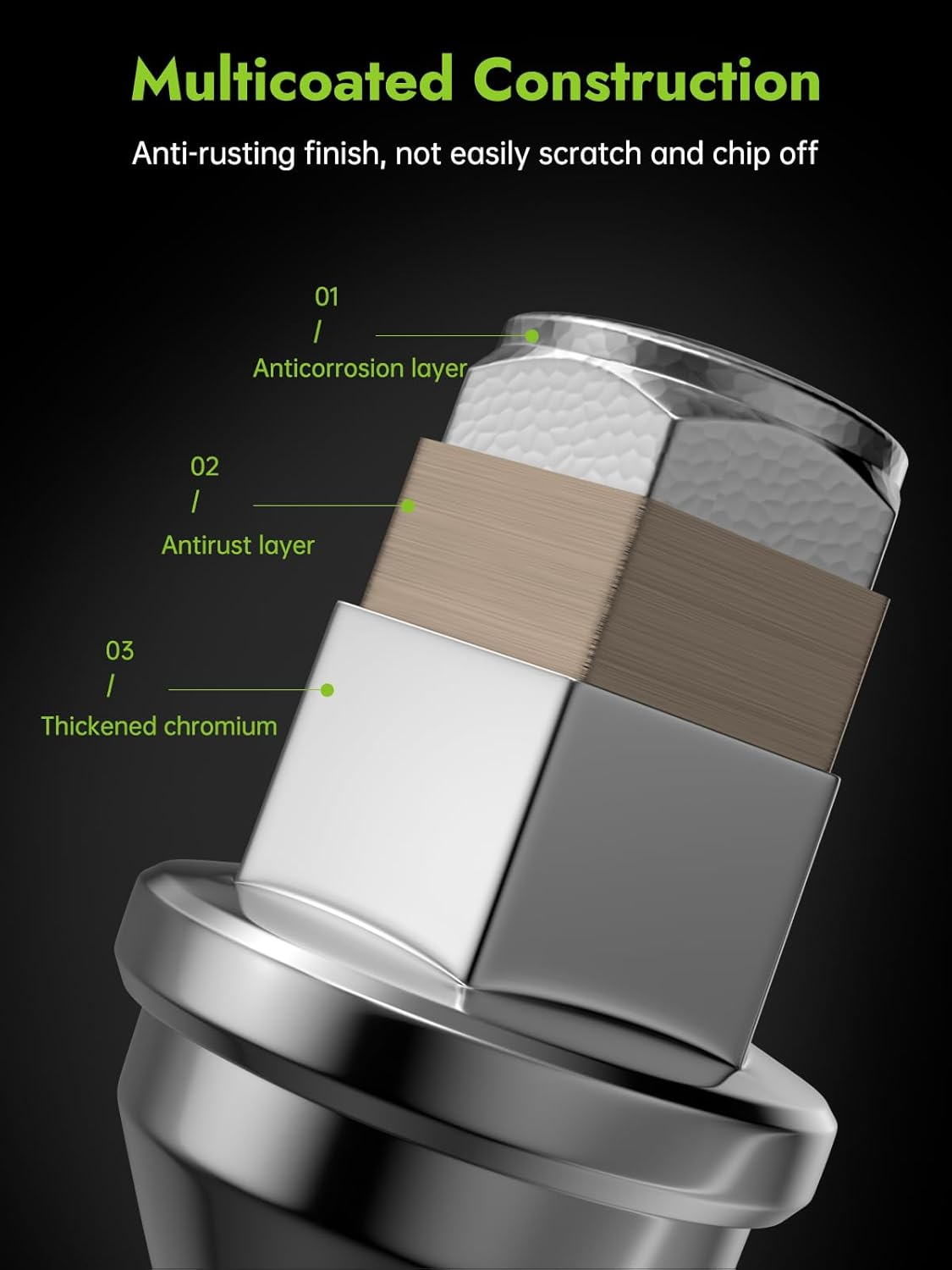 M14X1.5 OEM Lug Nuts - Replacement for Ford Mustang Edge Explorer MKX MKZ Aviator Factory Wheel, Chrome 13/16" 21Mm Hex, 20 PCS One-Piece Auti-Rust Tire Lug Nuts, OE#ACPZ-1012-M 611-007 image number 4