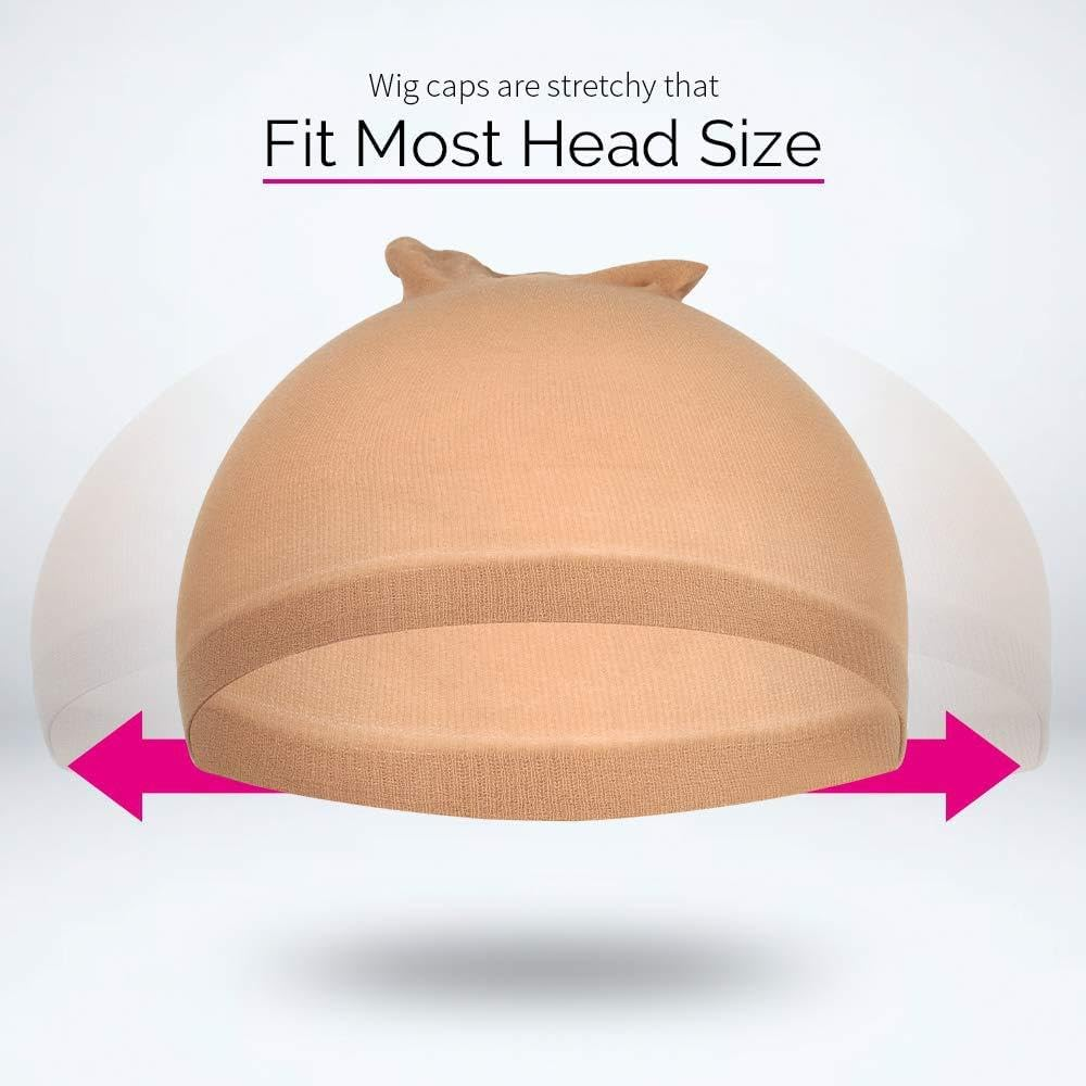 HIGHROCK Hair Nets for Wigs, 4 Pack, Light Brown, Stretchy Nylon Wig Caps